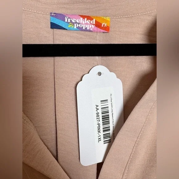 Elegant Taupe V-Neck Blouse - Picture 3 of 6